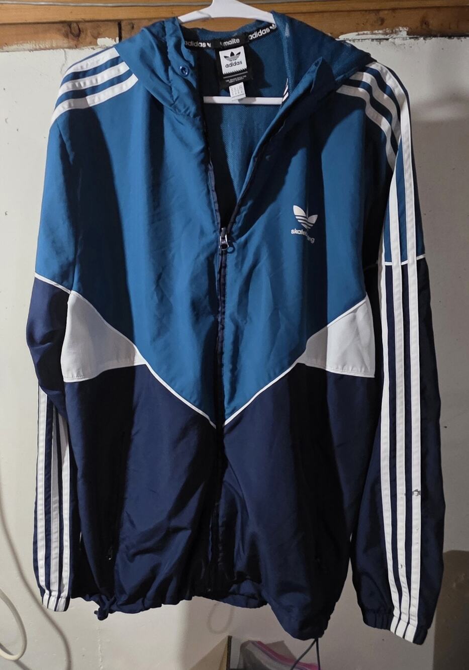 Adidas Originals Skateboarding Climalite Windbreaker Jacket Blue Navy M Trefoil